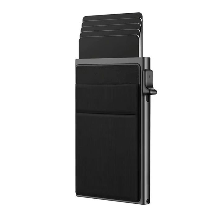 Алюминиевый картхолдер-кошелек для карт и наличных с защитой RFID Черный